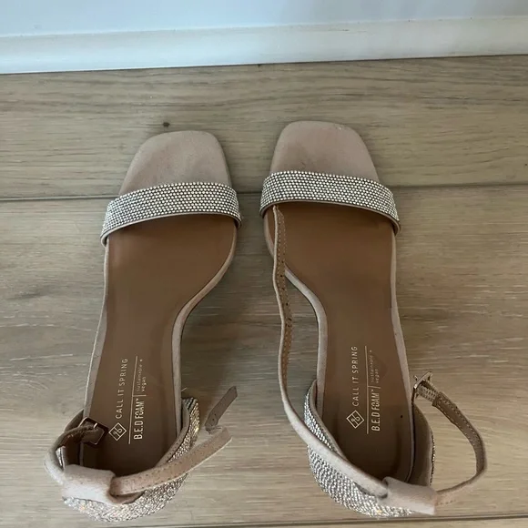 Call It Spring Silver Rhinestone Block Heels - Picture 5 of 5